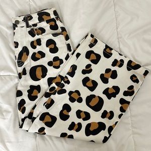 Cow Print Denim Pants